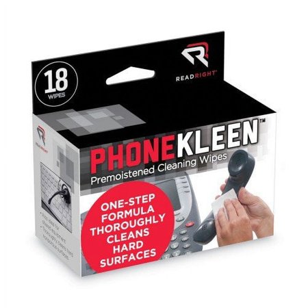 Read Right PhoneKleen Wet Wipes, Cloth, 5 x 5, 18/Box (RR1203)