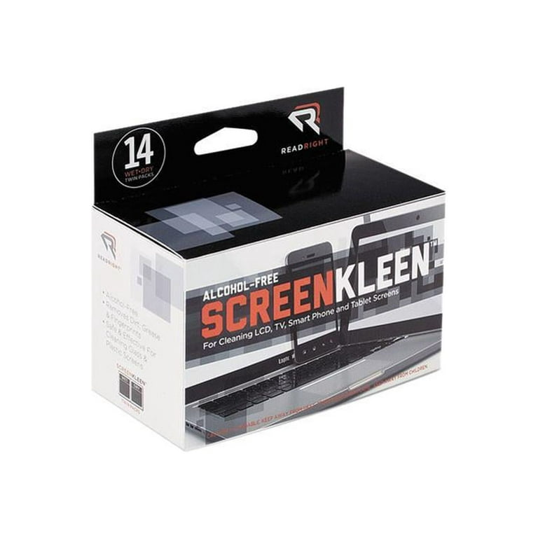 ScreenKleen Alcohol-Free Wipes, Cloth, 5 x 5, Unscented, 14/Box ScreenKleen Alcohol-Free Wipes, Cloth, 5 x 5, Unscented, 14/Box