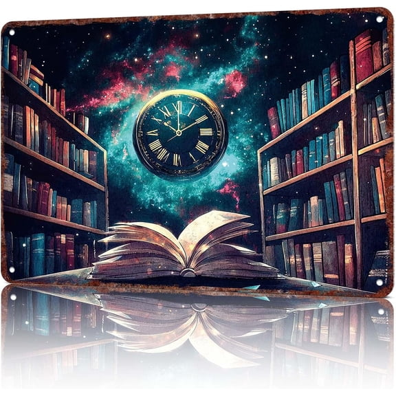 Read Sign Timeless Book Galaxy Vintage Metal Tin Sign Book Signs Library Decor For Home Library Bookstore Coffee Shop Study Room Kids Room Classroom Wall Decor 8x12inch