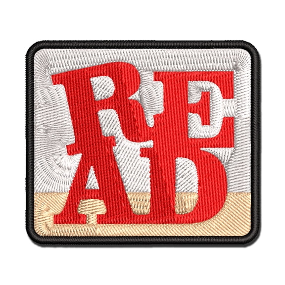 Read Stacked Text Applique Multi-Color Embroidered Iron-On Patch - 2.0 Inch Mini