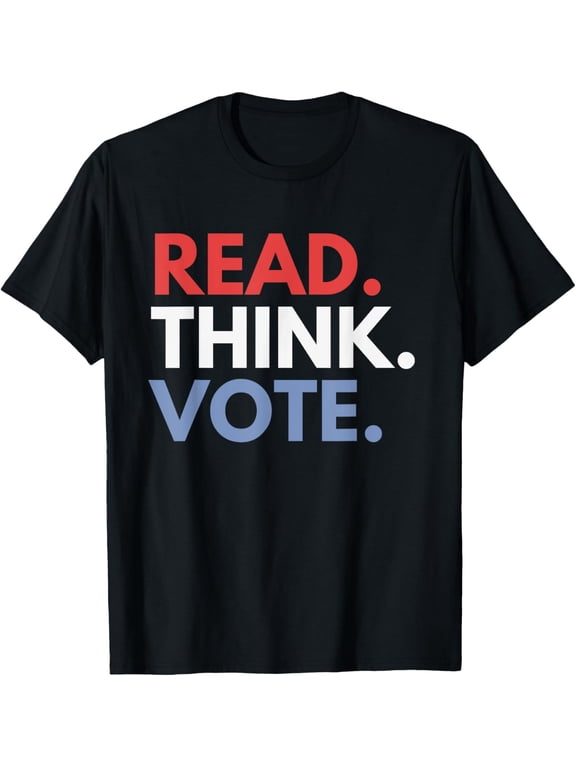 Read Think Vote T-ShirtElection Tees and Voting Gifts100% cotton short-sleeved shirt for both men and women