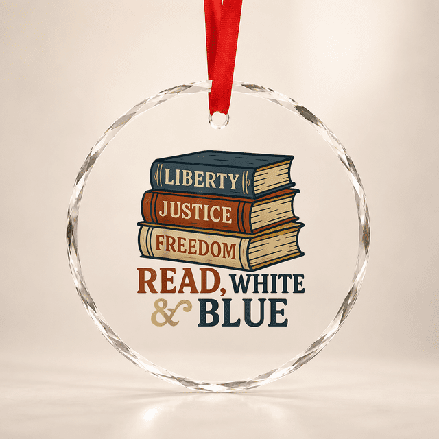 Read White Blue Liberty Books July 4Th Independence Glass Ornament ...