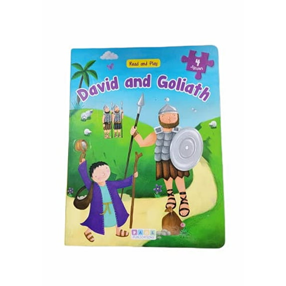 Pre-Owned Read and Play David and Goliath Board Book w/ 4 Jigsaw Puzzles Paperback