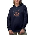 thumbnail image 1 of Read in Peace with a Skull & Books Art Merch Gift, Navy Blue Hooded Sweatshirt or Hoodie, Medium, 1 of 5