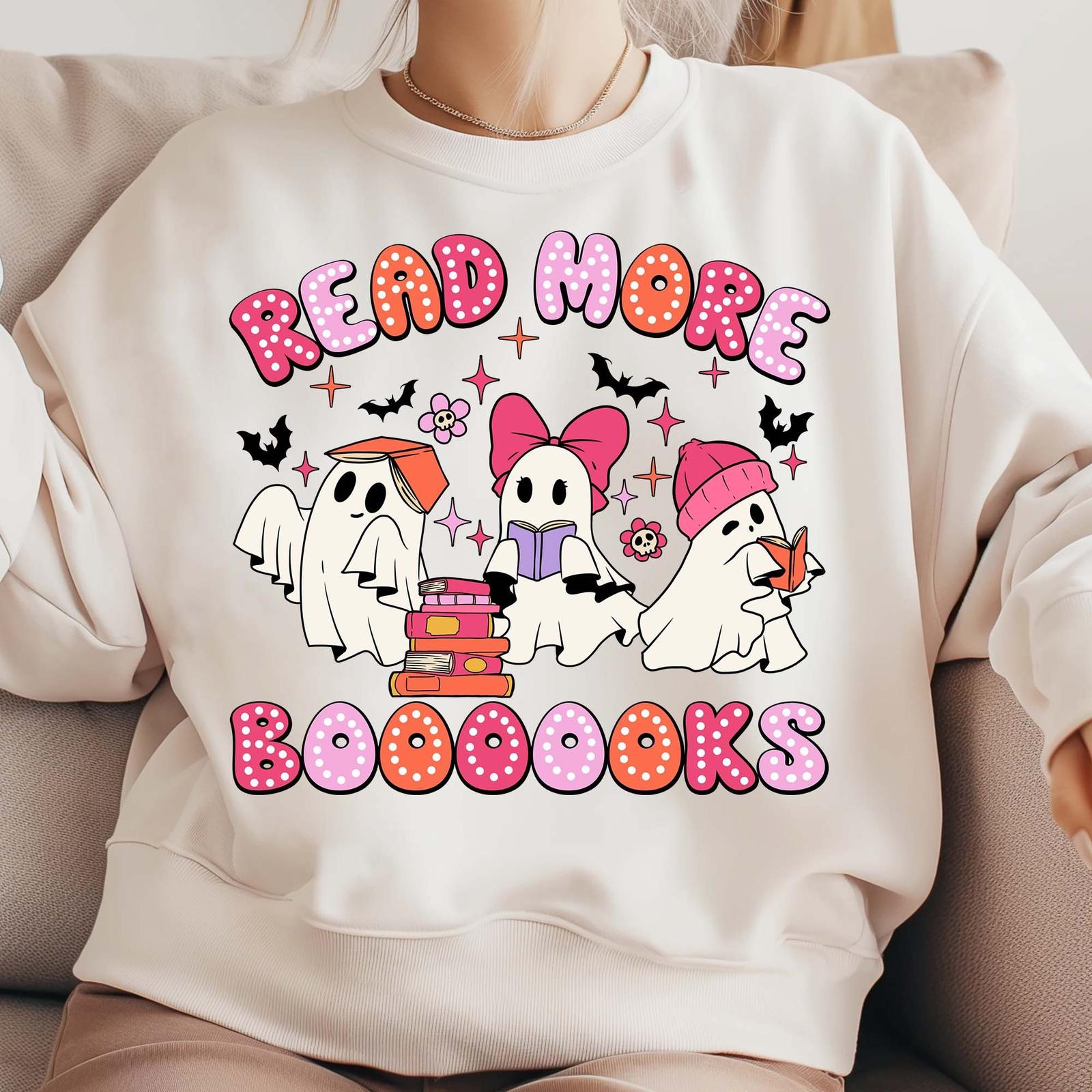 Read more boooooks png, Halloween png, cute ghost png, pink ghost png