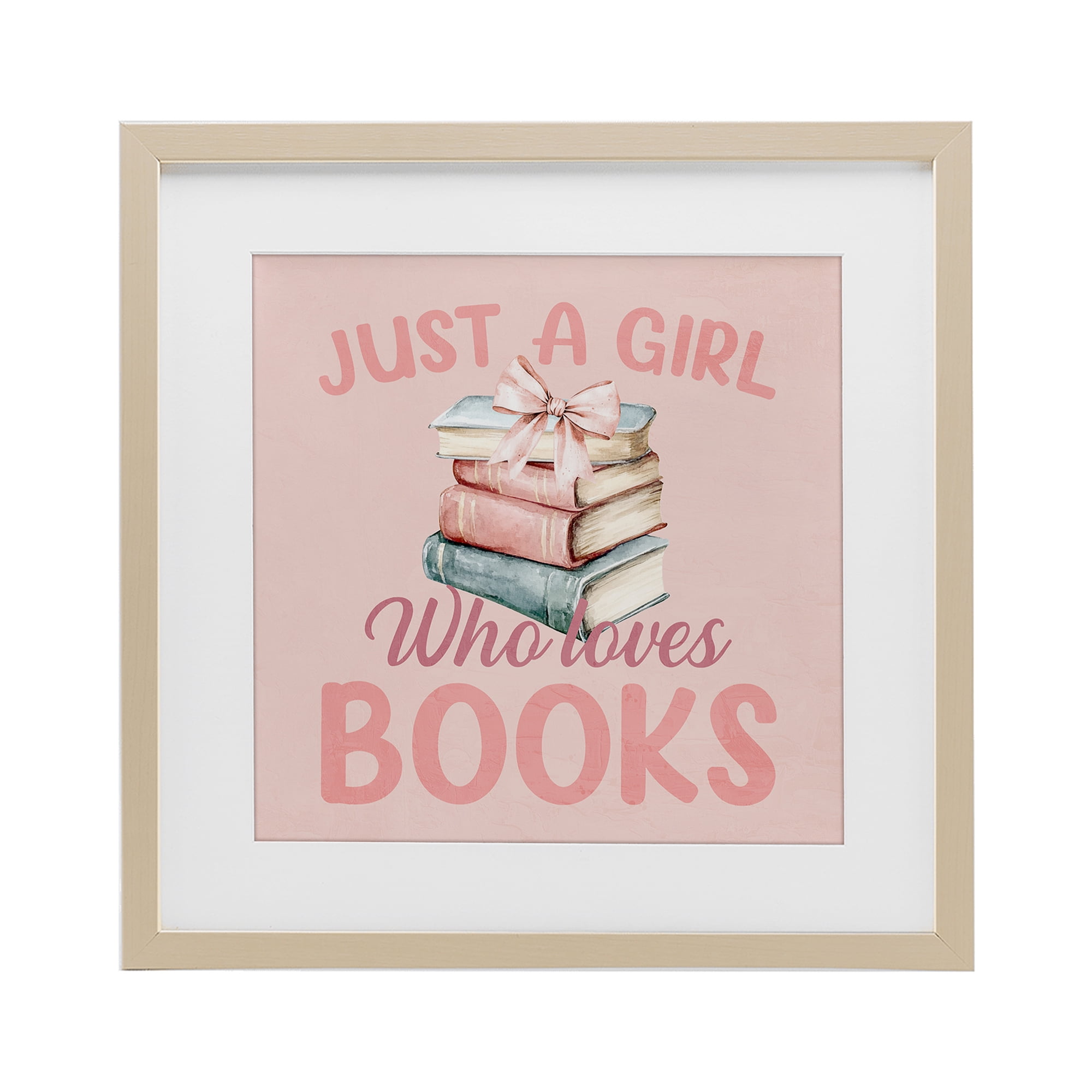 Reader Girl Who Loves Books Birch Framed Print Under Glass, design by Kim Allen