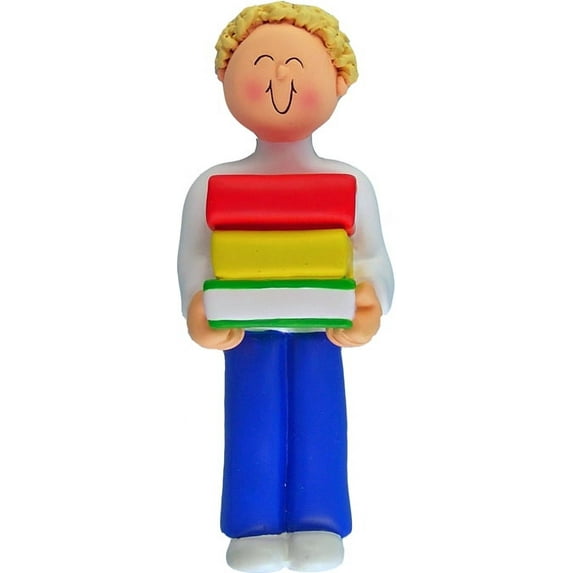 Reader Male Blonde Personalized Christmas Ornament DO-IT-YOURSELF