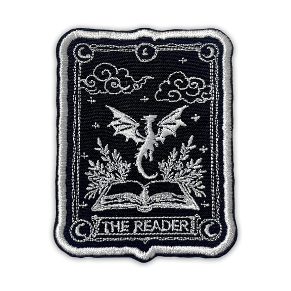 The Reader Tactical Morale Patch Funny Dragon Fourth Wing Acotar Fantasy Embroidered Hook And Loop Patches Book Lover Bookish For Army Backpack, Vest, Hat, Dog Harness, Military Gifts Mom Dad