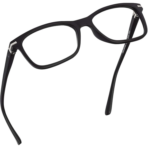 Readerest Blue Light Blocking Glasses Thin Reflective Lens, Anti-Glare Computer Eyeglasses, UV Protection, Eye Strain Relief (Black, 0.0 Magnification)