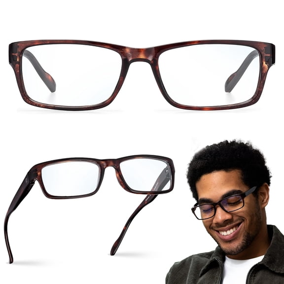 Readerest Blue Light Blocking Reading Glasses (Bourbon/Tortoise, No Magnification) Computer Eyeglasses With Thin Reflective Lens, Antiglare, Eye Strain, UV Protection, Stylish For Men And Women