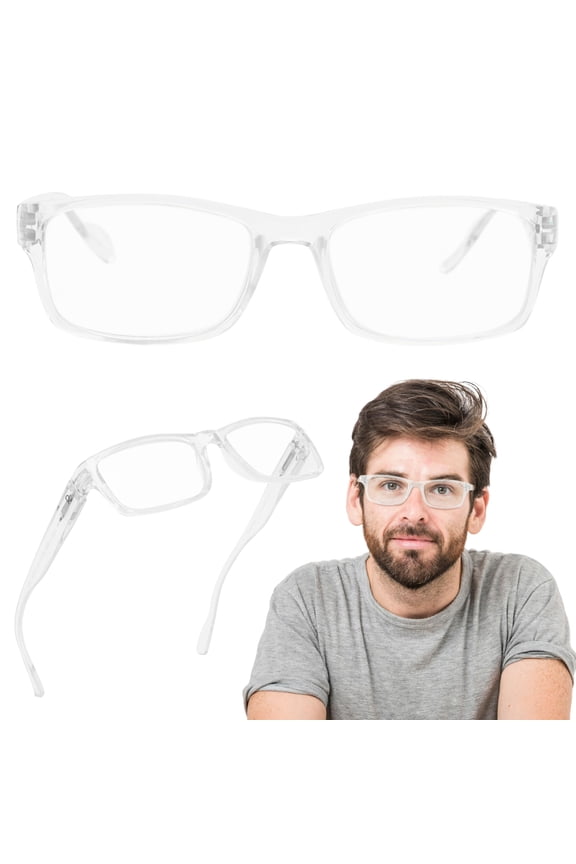 Blue Light Blocking Reading Glasses, UV Protection, Extra Wide Frame, Blue Light Reading Glasses Men Large, No Magnification Clear