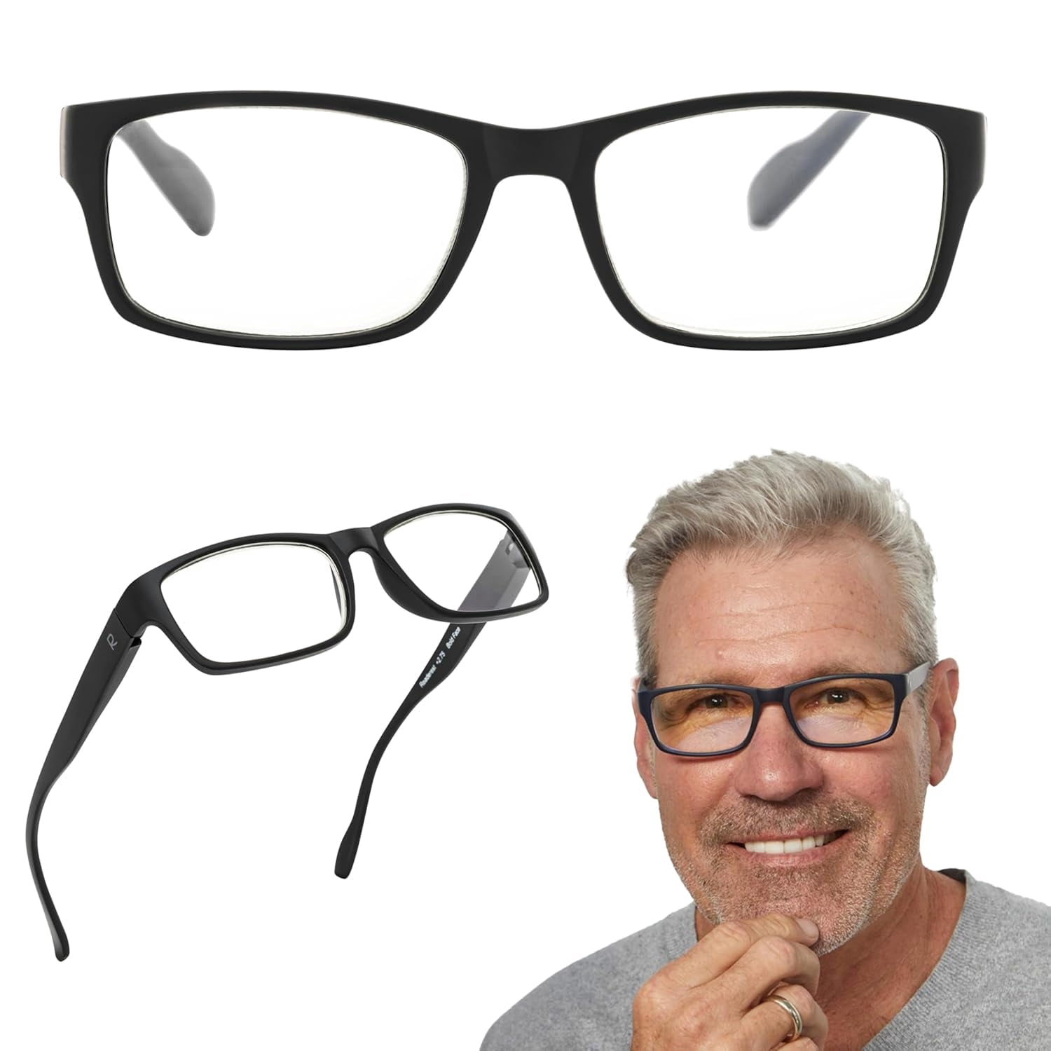 Readerest Blue Light Blocking Reading Glasses, Computer Glasses (Black, 1.25 Magnification)