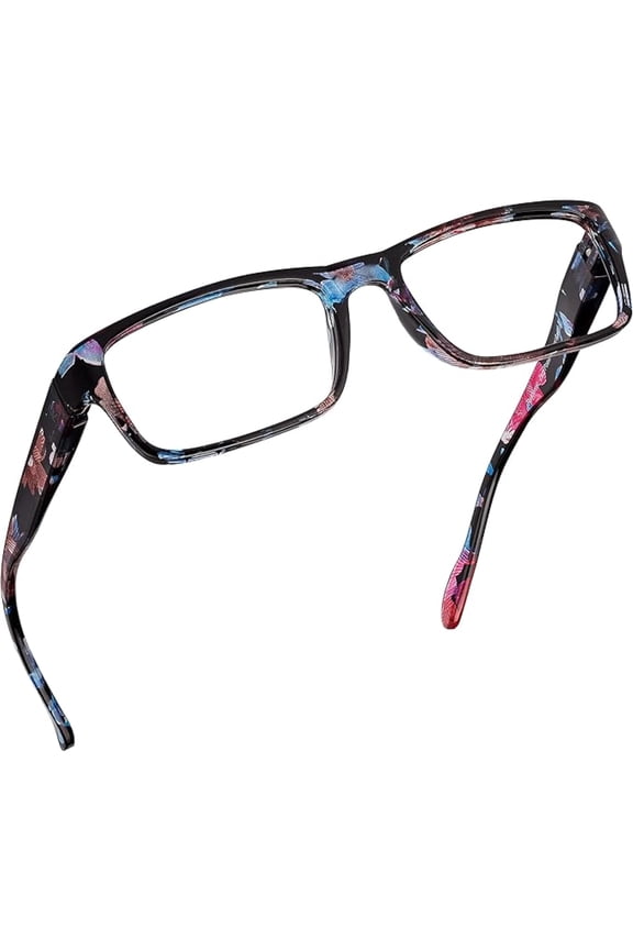 Blue Light Blocking Glasses - Stylish Computer Eyewear with 1.5 Magnification - UV Protection Vision Aid for Eye Strain and Glare Reduction - Lightweight Frames for Men and Women - Floral
