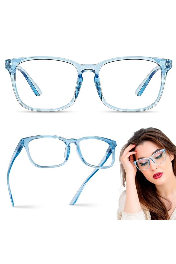 Blue Light Blocking Reading Glasses (Light Blue, 1.0 Magnification) Computer Eyeglasses With Thin Reflective Lens, Antiglare, Eye Strain, UV Protection, Stylish For Men And Women