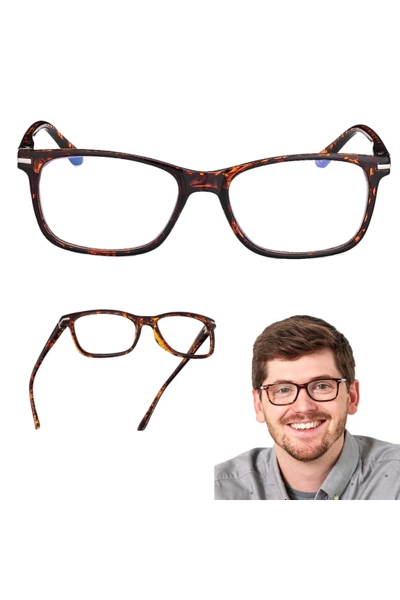 Blue Light Blocking Glasses - Stylish Computer Eyewear with No Magnification - UV Protection Vision Aid for Eye Strain and Glare Reduction - Lightweight Frames for Men and Women - Tortoise