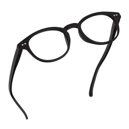 Readerest Round Blue Light Blocking Reading Glasses (Black, Zero Magnification) Computer Glasses, fashionable for men and women, Anti Glare, Anti Eyestrain, UV protection, peepers glasses