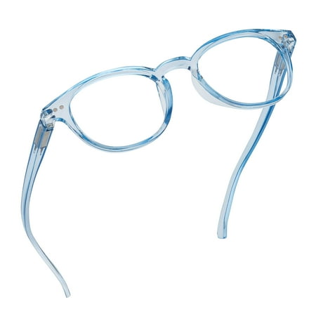 Readerest Round Blue Light Blocking Reading Glasses (Light Blue, 3.00 Magnification) Computer Glasses, fashionable for men and women, Anti Glare, Anti Eyestrain, UV protection, peepers glasses