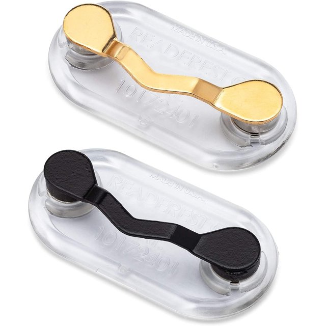 Readerest Stainless Steel & Black W/ Crystals Eyeglass Holder 2 Pack