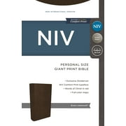 NIV, Bible, Personal Size, Large Print, Leathersoft, Brown, Red Letter, Comfort Print