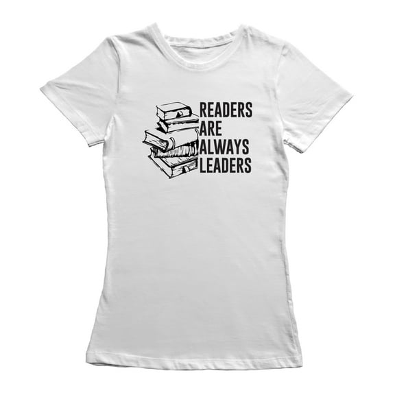 Readers Are Always Leaders Book Graphic Women White T-Shirt, Female Small