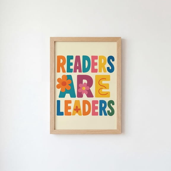 Readers Are Leaders Retro Print Colorful Classroom Poster Inspirational Wall Art For And Libraries Reading Nook Wall Art