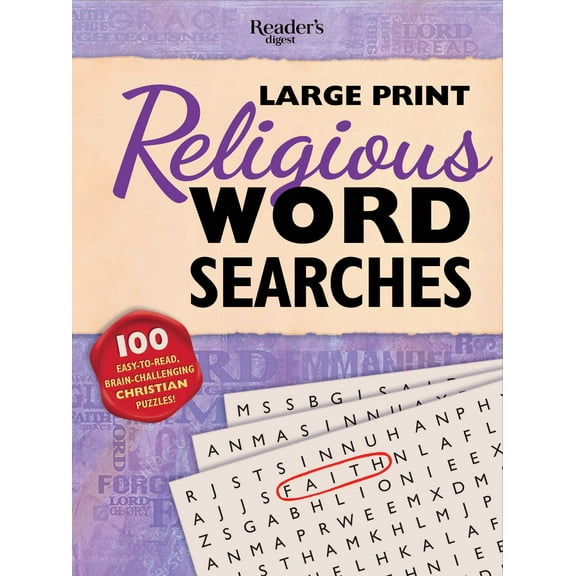 Readers Digest Puzzles: Reader's Digest Large Print Religious Word Search : 100 Easy-to-read Brain-challenging Christian puzzles (Paperback)