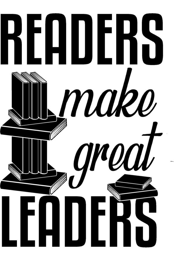 Readers Make Great Leaders - Adhesive Home School Study Area Library Inspirational Motivational Quotes Vinyl Wall Decal | 14" x 20" Removable Books Lettering Art Decoration Sticker - Black