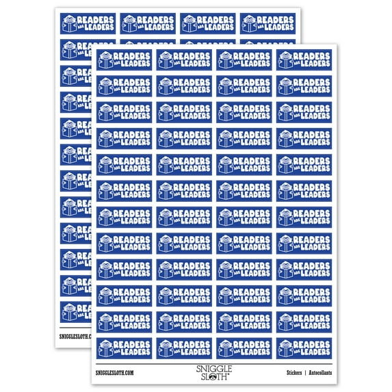 Readers are Leaders Sloth Teacher Student School Sticker Set - Dark Blue - Matte Finish - 1.25" Mini