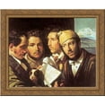 thumbnail image 1 of Readers of newspapers in Naples 24x20 Gold Ornate Wood Framed Canvas Art by Orest Kiprensky, 1 of 2