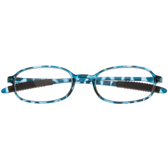 Readers with Flexible Bows & Ear Grippers - Blue, Magnification 2.00X