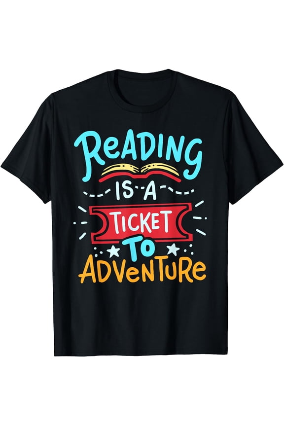 Reading Adventure Library Student Teacher Book T-Shirt Black 2X-Large