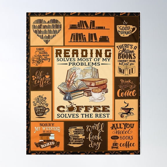 Reading And Coffee Solves My Problem-Gigapixel Poster Wall Art, Modern Wall Decor For Living Room Bedroom, 12x18 UNFRAMED
