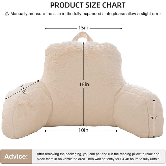 Reading Bed Rest Pillow with Wrist Support, Has Arm Rests, and Back Support Reading Pillow Kids for Lounging, Reading, Working on Laptop, Watching TV (White)