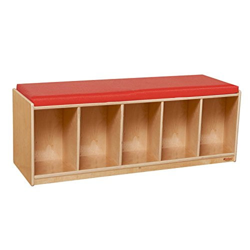 Wood Designs 55015 Reading Bench with Red Cushion , 16" Height, 48" width, 18" Length, Not Applicable