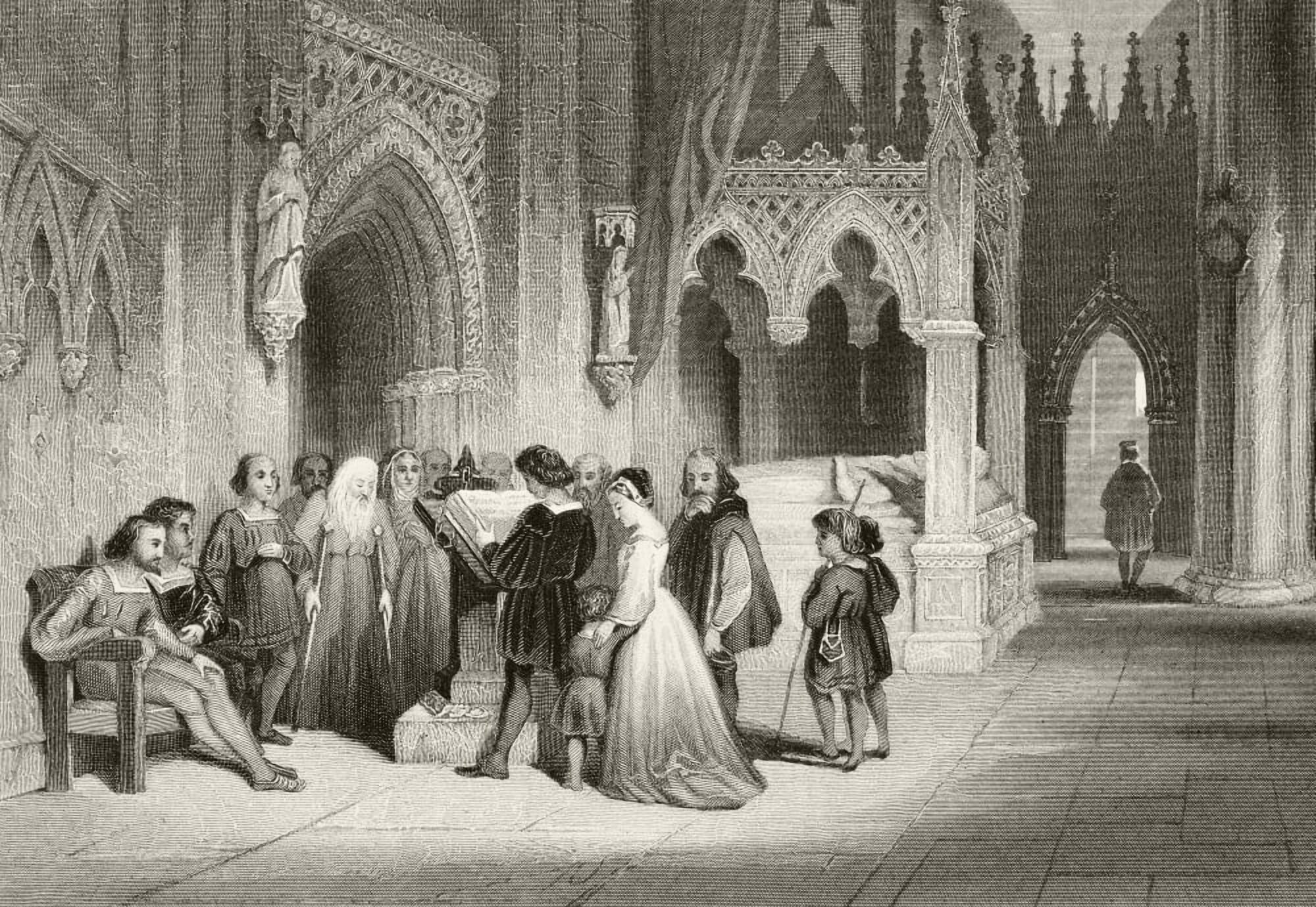 Reading The Bible In The Crypt Of St Pauls From The National And Domestic History Of England By William Aubrey Published London Circa 1890 Canvas Art - Ken Welsh  Design Pics (17 x 12)