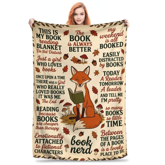 Reading Blanket, Book Nerd Theme Design, Soft Blanket Gift for Librarians Readers, Book Club Lovers 50x40