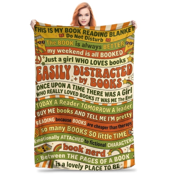 Reading Blanket, Book Nerd Theme Design, Soft Blanket Gift for Librarians Readers, Book Club Lovers 50x40