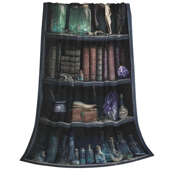 Reading Blanket Flannel Dark Aesthetic Spell Book Art, Breathable Nap Blanket For Home Travel And Relaxing 50x40