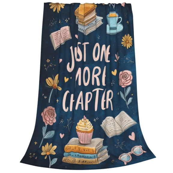 Reading Blanket Flannel Just One More Chapter Print, Breathable Nap Blanket For Home Travel And Relaxing 50x40