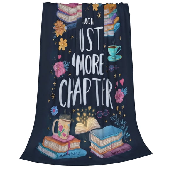 Reading Blanket Flannel Just One More Chapter Print, Breathable Throw Gift For Home Travel And Relaxing 50x40
