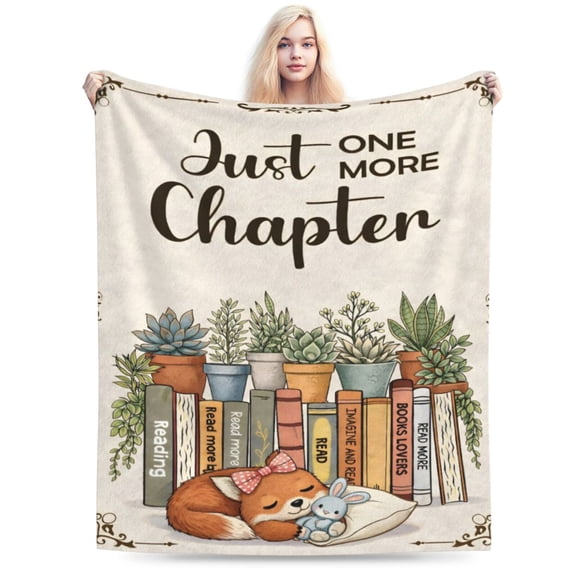 Reading Blanket Gift Throw Blanket Cozy Soft Home Decor Cute Fox Pattern Blanket Gift for Book Lovers Readers Bookworm Gift 50x40