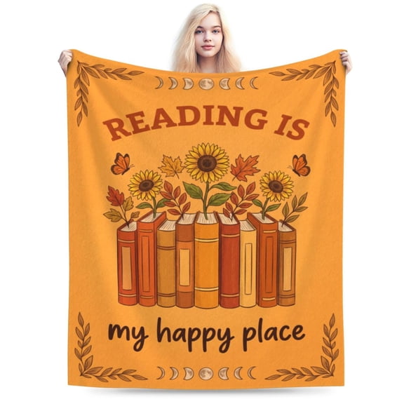 Reading Blanket for Book Lovers, Soft Flannel Throw Blanket, Bookish Gift for Readers and Bookworms, Unique Birthday Christmas Gift 50x40