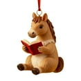 thumbnail image 1 of Reading Book Animals Christmas Ornaments 2026, 3.15 Inch 2D Acrylic Animal Figurines with Books Decorations, Cute Woodland Creature Hanging Ornaments for Xmas Tree Librarian Book Lover Gifts-1 pc, 1 of 5