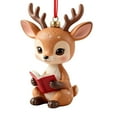 thumbnail image 1 of Reading Book Animals Christmas Ornaments 2026, 3.15 Inch 2D Acrylic Animal Figurines with Books Decorations, Cute Woodland Creature Hanging Ornaments for Xmas Tree Librarian Book Lover Gifts-1 pc, 1 of 5