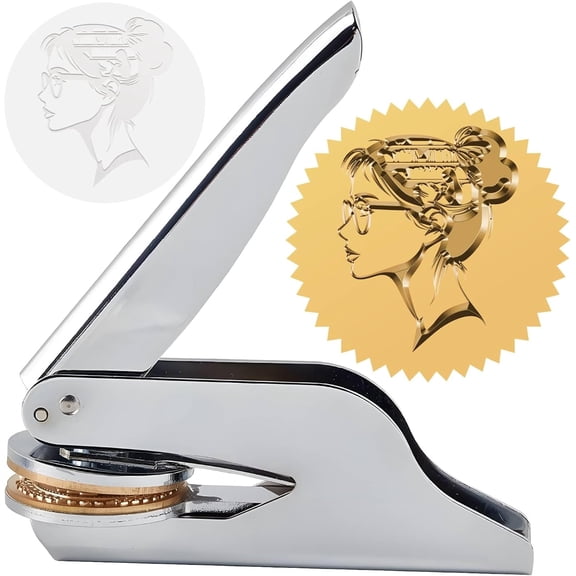 Reading Book Embosser Stamp 1.6in Stainless Steel Seal Hand Held Embossing Sealing Stamp Book Lovers Library Notary for Official Graduation Gift Envelopes Napkins PaperStainless Steel Color