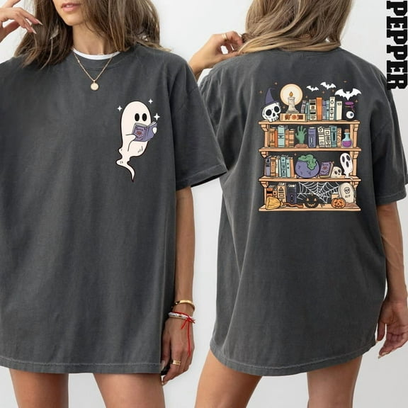 Reading Book Ghost T-Shirt, Halloween Teacher Shirt, Book Lover Halloween Shirt, Retro Halloween Shirt, Ghost Halloween Tee