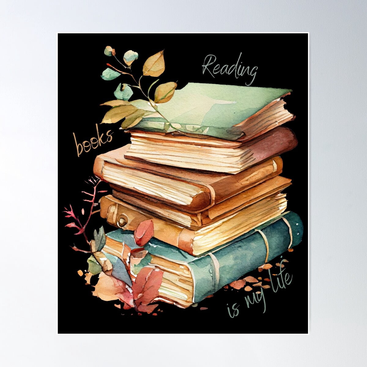 Reading Books Is My Life Cute Gift For Bookworm Poster Wall Art, Modern ...