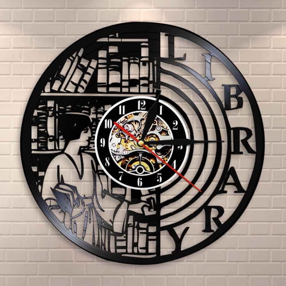 Reading Books Library Wall Art Decoration Modern Design Wall Clock Bookworms Vintage Vinyl Record Wall Clock Book Lovers Gift