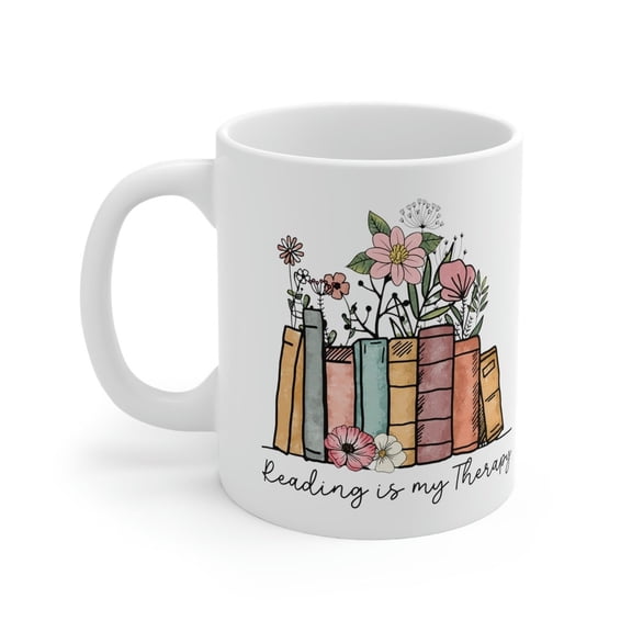 Reading Books Mug, Book Lover Mug, Teacher Mug, Reading Teacher Mug, Librarian Mug, Book Club Coffee Mug, Reading is Therapy mug