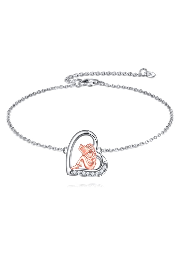 Reading Bracelet S925 Sterling Silver Heart Reader Pendant Read Jewelry Gifts for Women